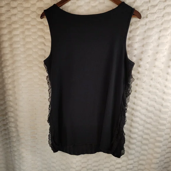 Studio Y Black Ruffle Tank Top Women's Size Large - Picture 4 of 9